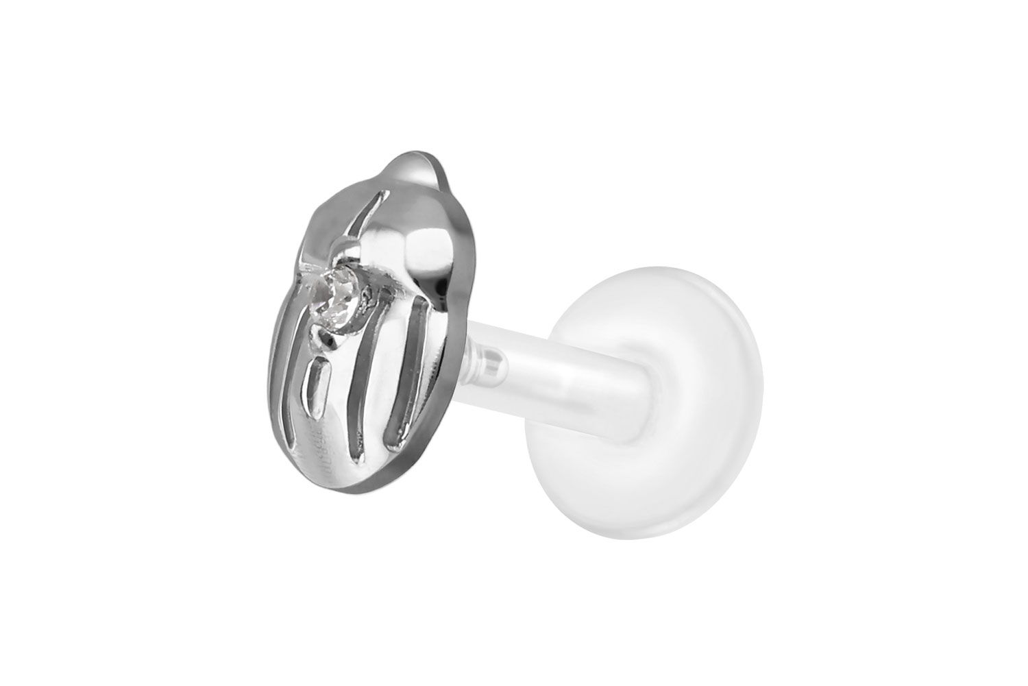 PTFE Labret Piercing mit Innengewinde + Titan-Aufsatz SKARABÄUS